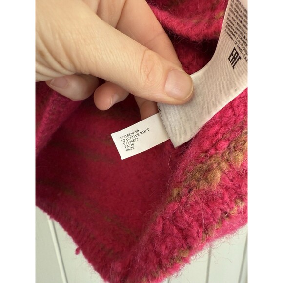 Banana Republic Sweater L Large Italian Spacedye Pullover Mock Chunky Pink - Picture 7 of 8